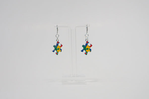 Autism Awareness puzzle piece charm earrings