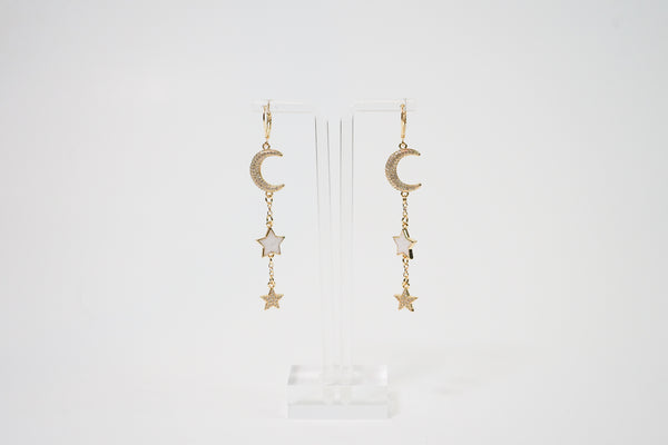 Moon and Stars Dangling Earrings