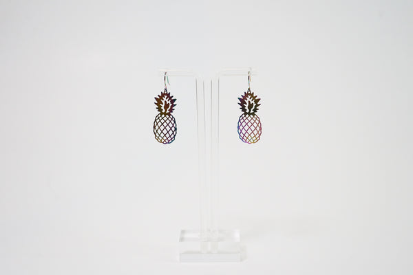 Rainbow Stainless Steel Pineapple Earrings