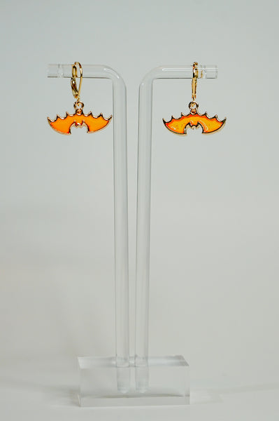 Cute orange bat charm earrings