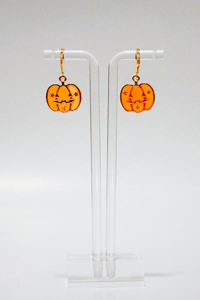 Cute orange pumpkin charm earrings