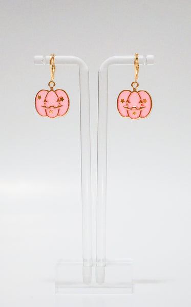 Cute pink pumpkin charm earrings