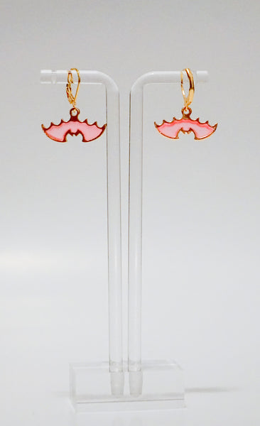 Pink Bat Charm Earrings