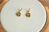 Handmade Abstract Square and Micro Pave Charm Earrings