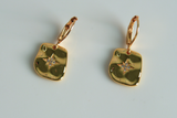 Handmade Abstract Square and Micro Pave Charm Earrings